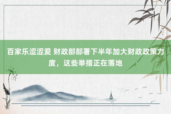 百家乐涩涩爱 财政部部署下半年加大财政政策力度，这些举措正在落地