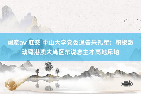 國產av 肛交 中山大学党委通告朱孔军：积极激动粤港澳大湾区东说念主才高地斥地