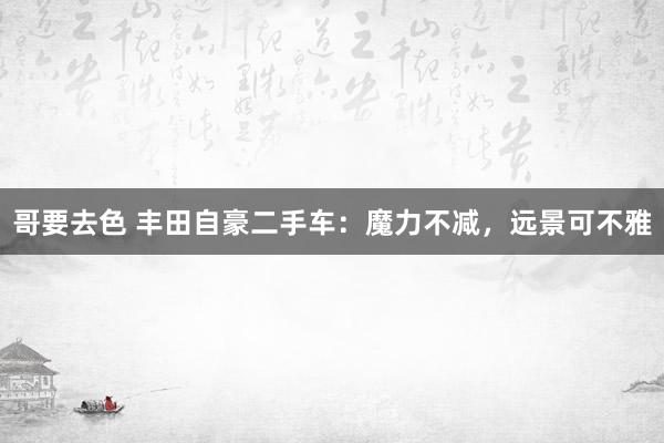 哥要去色 丰田自豪二手车：魔力不减，远景可不雅