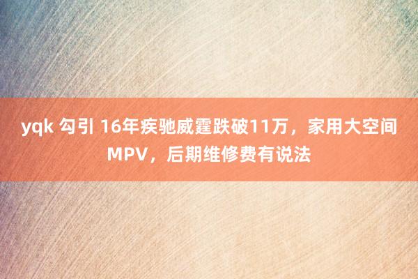 yqk 勾引 16年疾驰威霆跌破11万，家用大空间MPV，后期维修费有说法