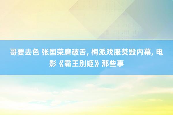哥要去色 张国荣磨破舌, 梅派戏服焚毁内幕, 电影《霸王别姬》那些事