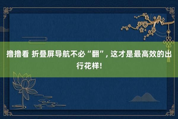 撸撸看 折叠屏导航不必“翻”, 这才是最高效的出行花样!