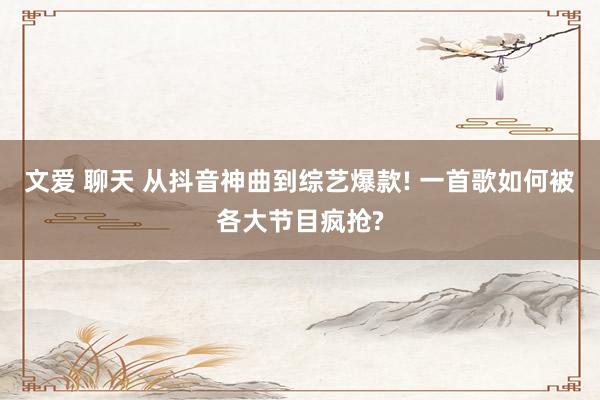 文爱 聊天 从抖音神曲到综艺爆款! 一首歌如何被各大节目疯抢?