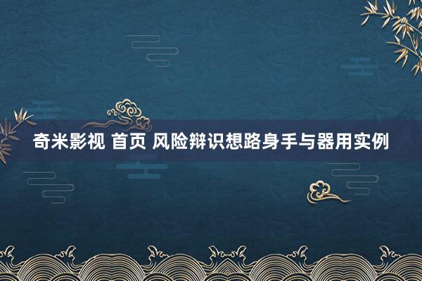奇米影视 首页 风险辩识想路身手与器用实例